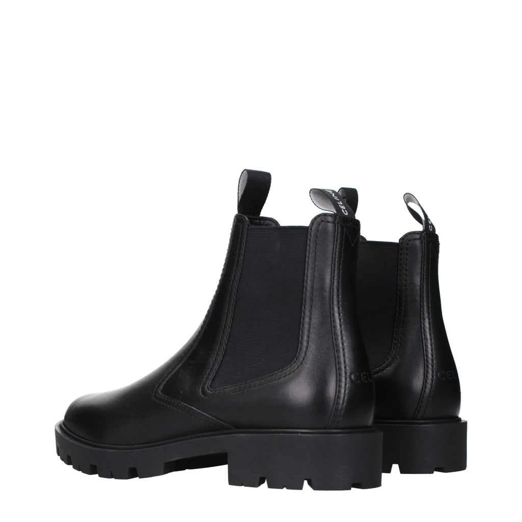 Celine Black Leather Ankle Boots