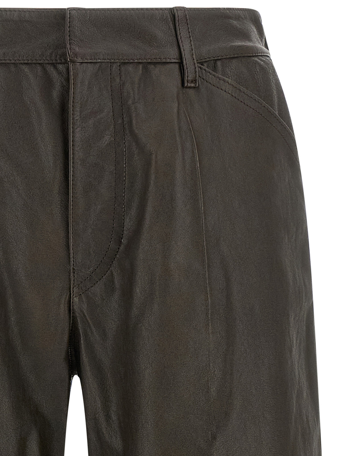 Lemaire Brown Calfskin Bermuda Shorts