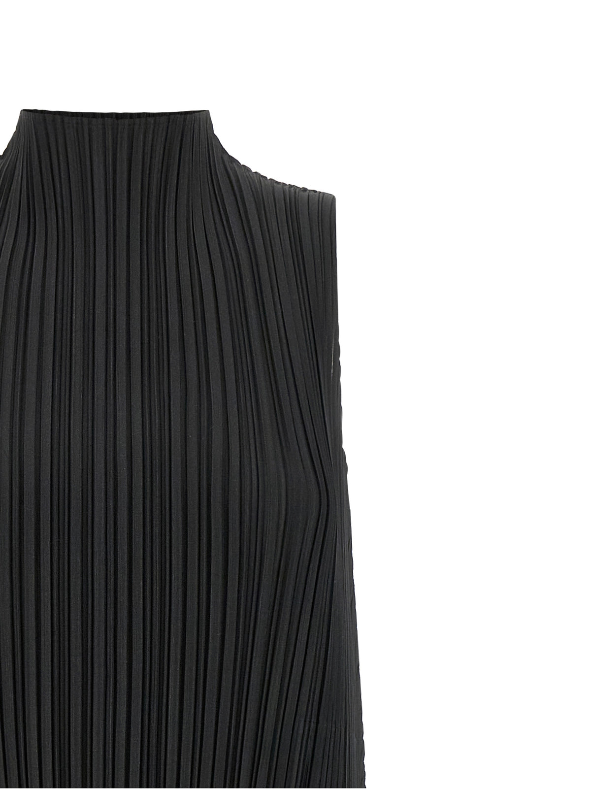 PLEATS PLEASE ISSEY MIYAKE Black Polyester Midi Dress
