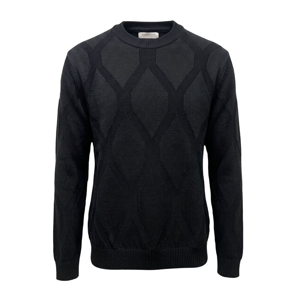Roberto Pepe Luxury Black Wool Men Sweater