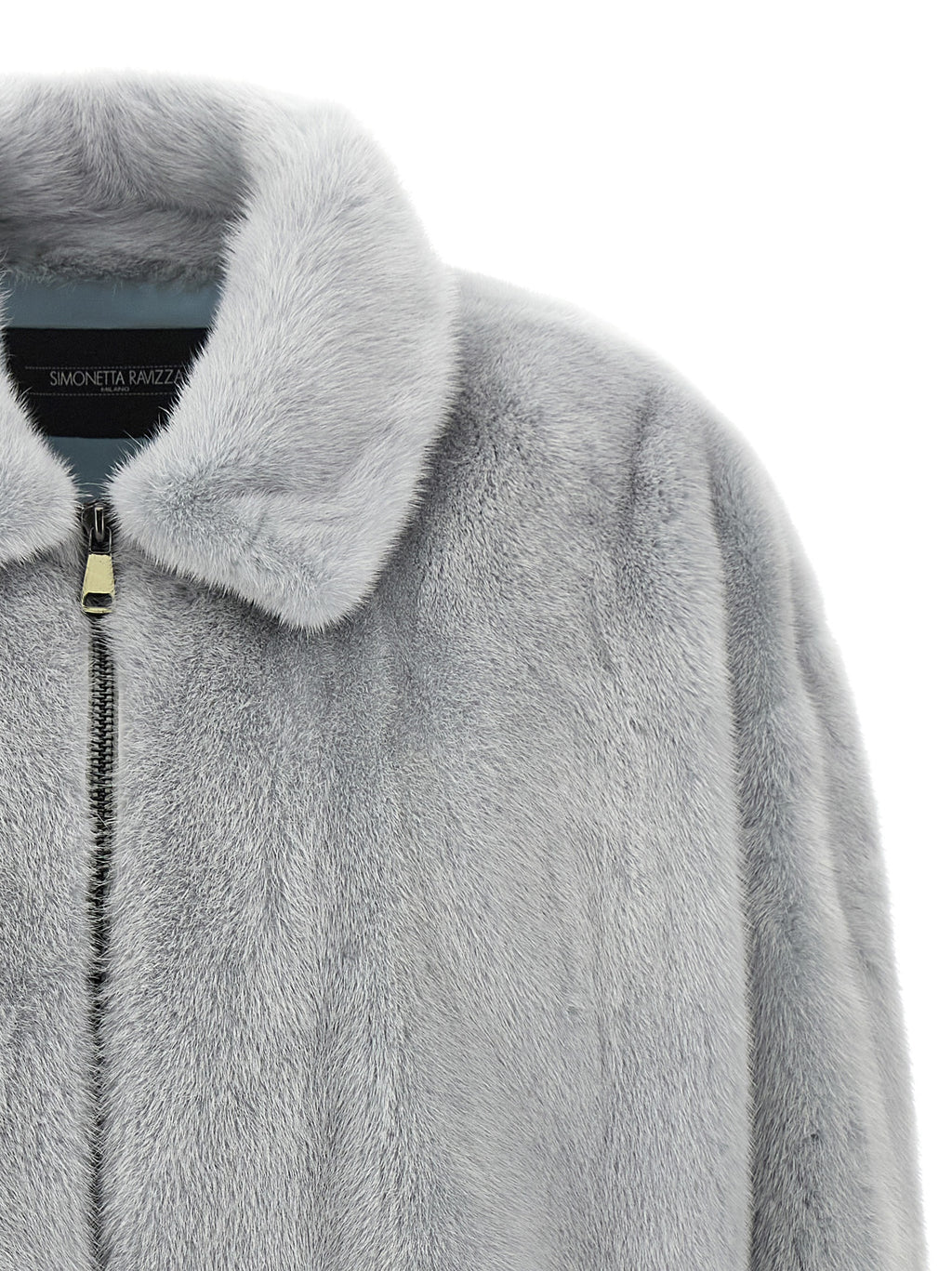 SIMONETTA RAVIZZA Gray Mink Full-Length Jacket
