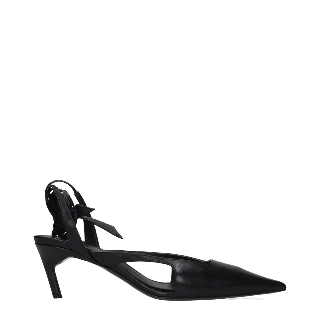 The Attico Black Leather High Heel Pumps