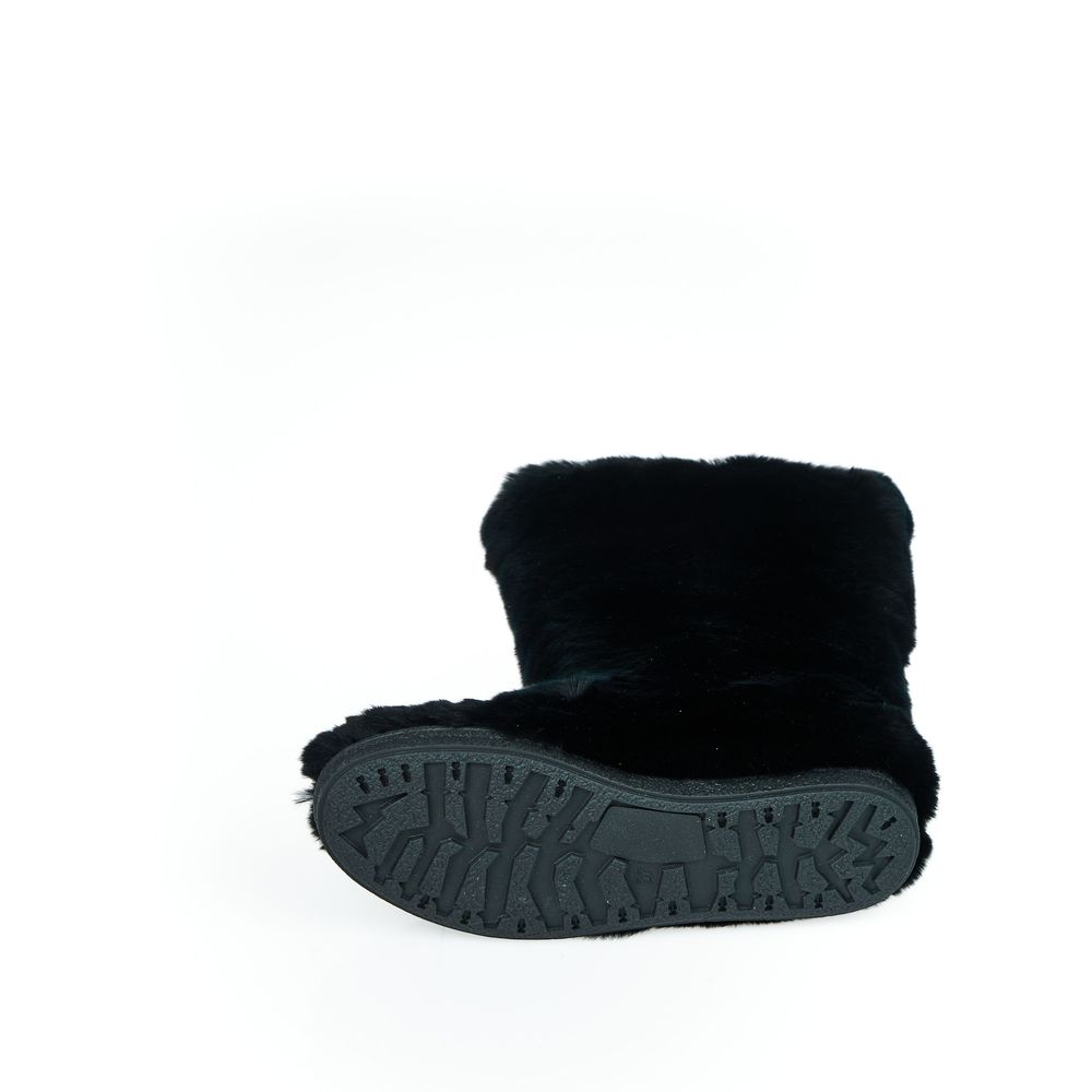 Mr&Mrs Italy Black Rabbit Fur Women Shoe