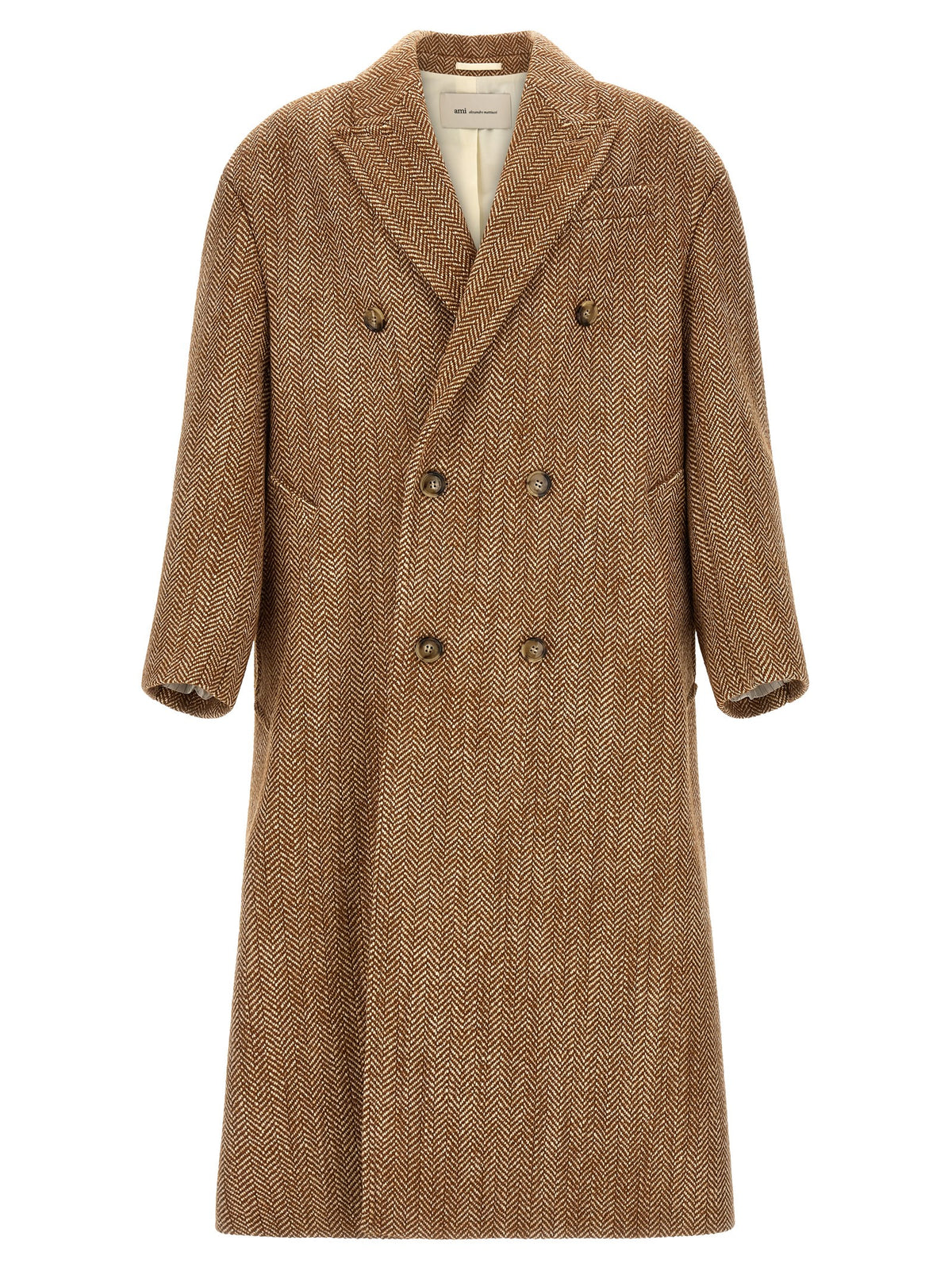 Ami Paris Brown Virgin Wool Coat