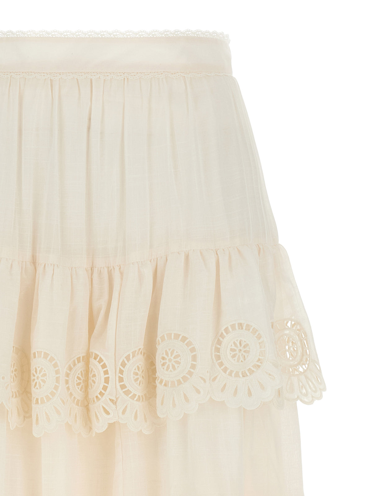Zimmermann White Cotton Mini Skirt