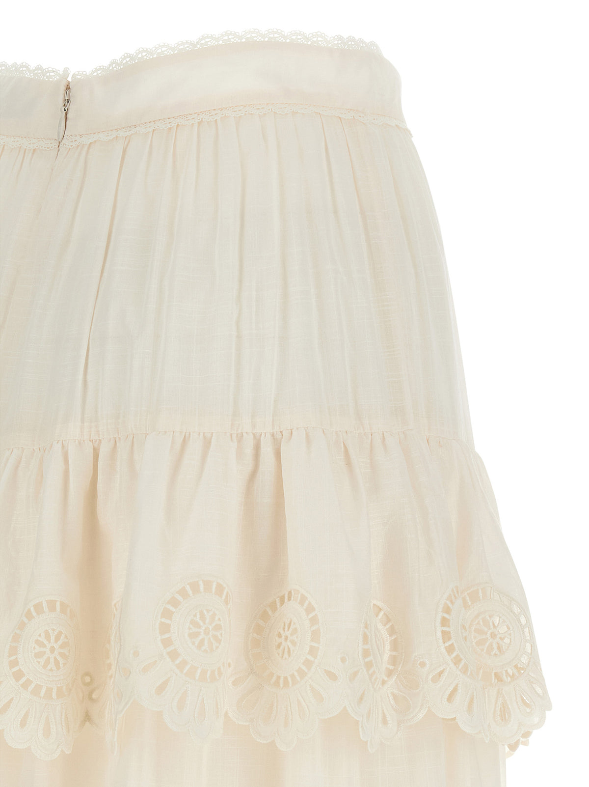 Zimmermann White Cotton Mini Skirt