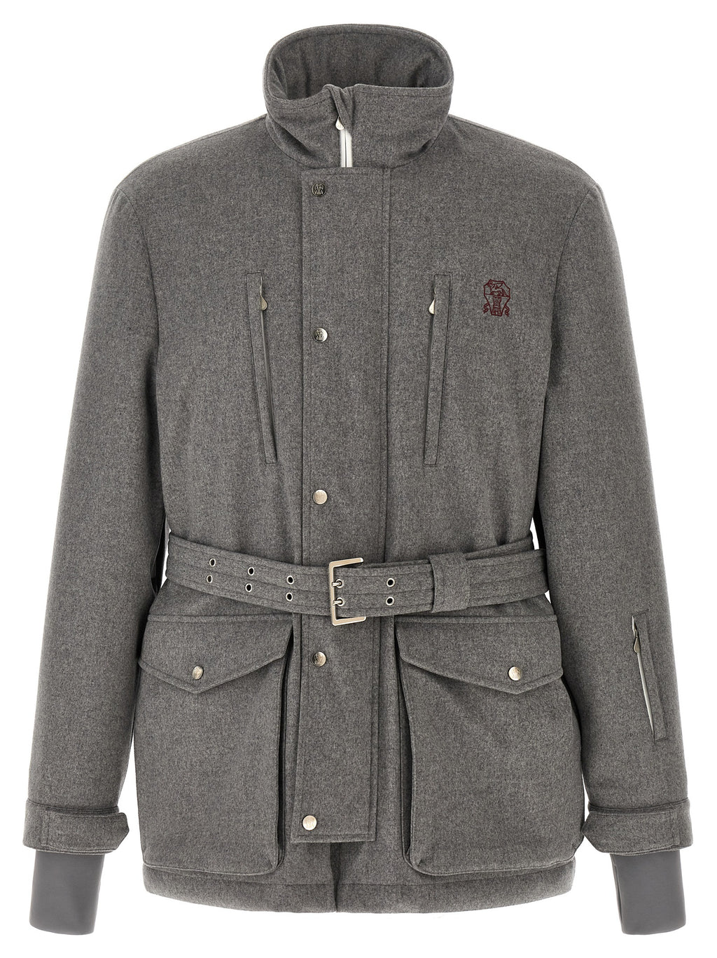 Brunello Cucinelli Gray Wool Full-Length Jacket
