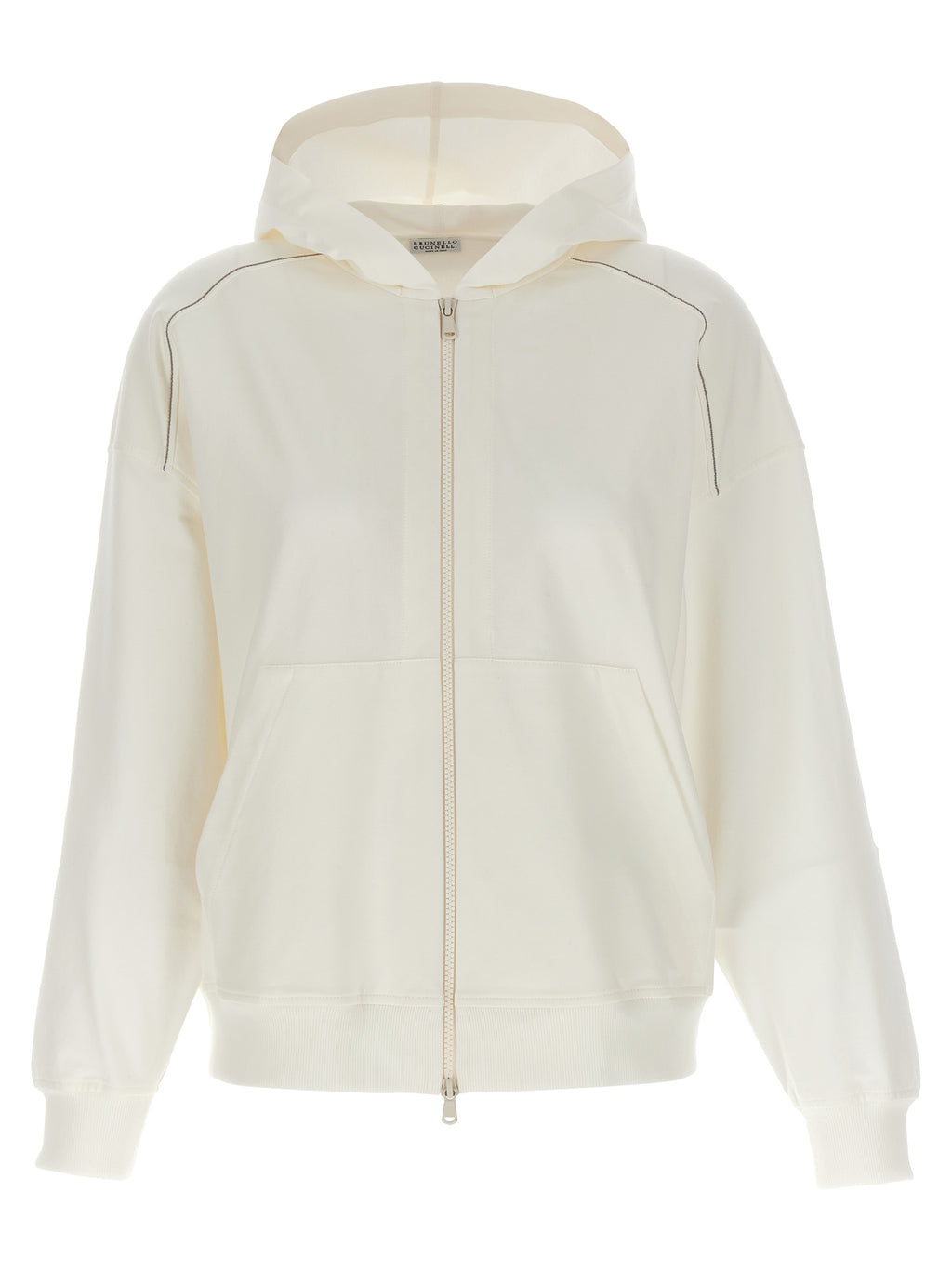 Brunello Cucinelli White Cotton Hoodie