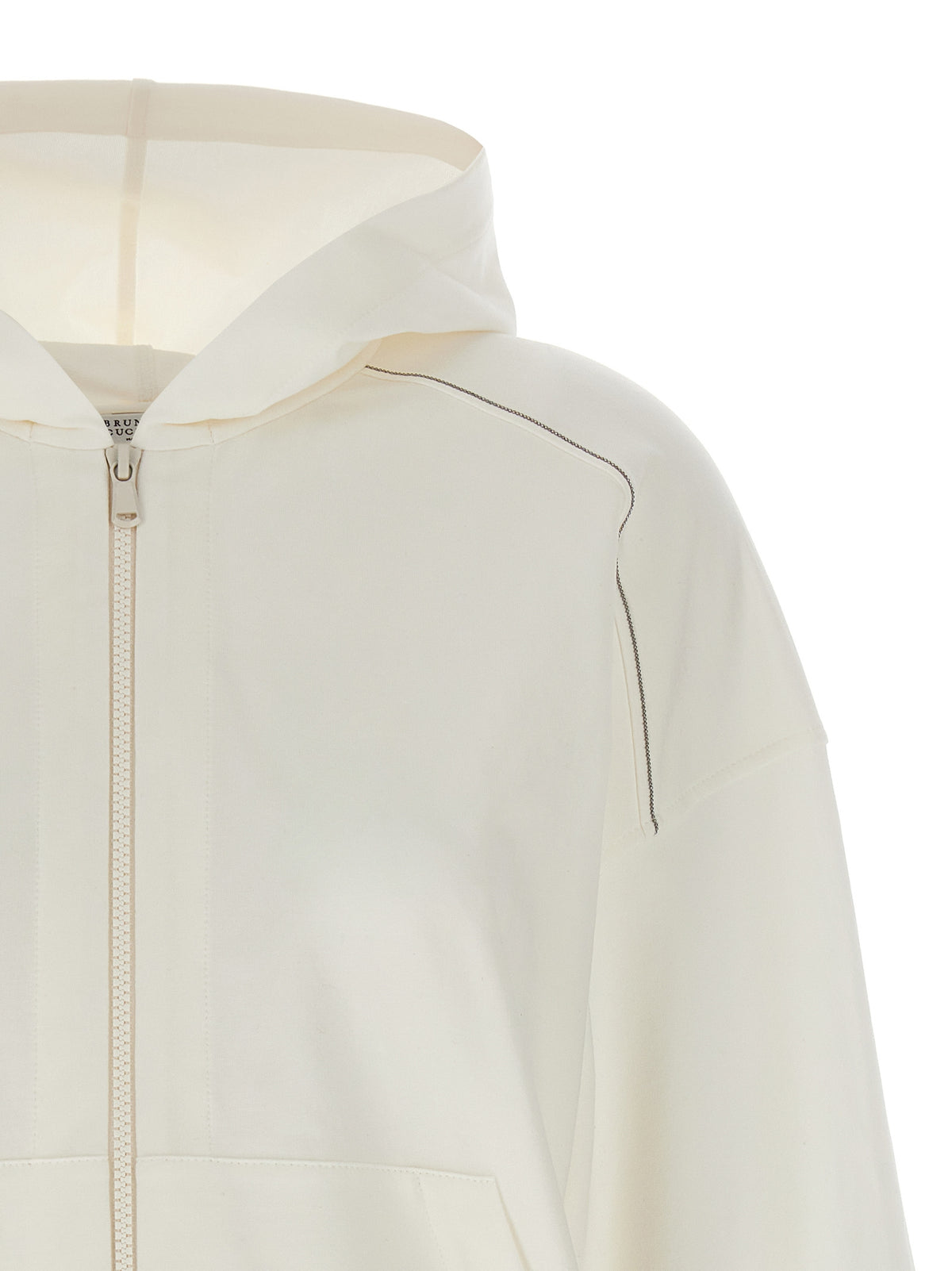 Brunello Cucinelli White Cotton Hoodie