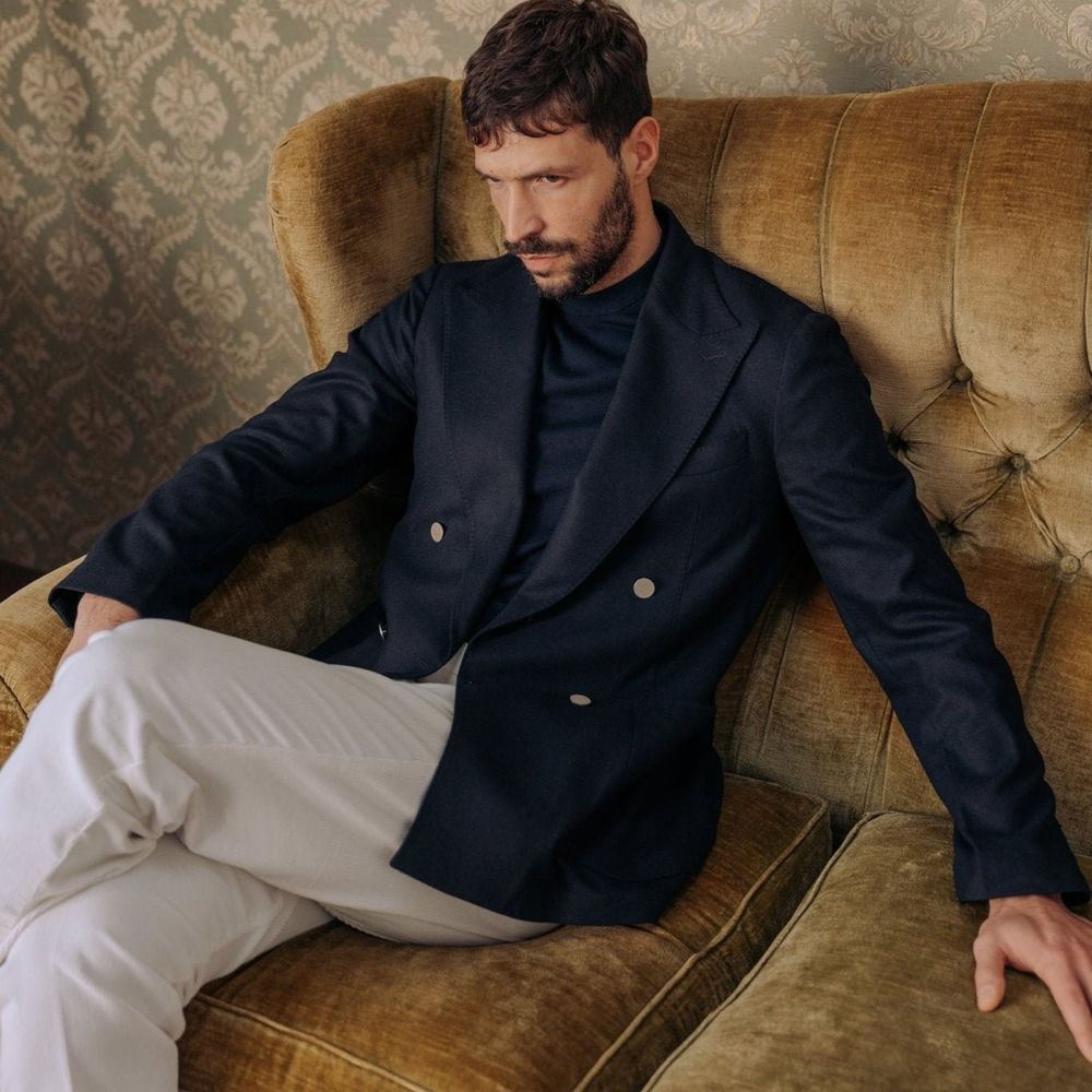 Autore Blue Wool Full-Length Jacket
