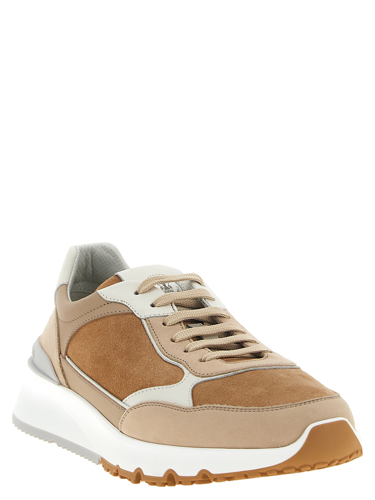 Brunello Cucinelli Beige Calfskin Low Top Sneakers