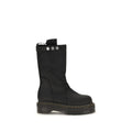 Rick Owens Black Nubuc Leather Lace-Up Boots