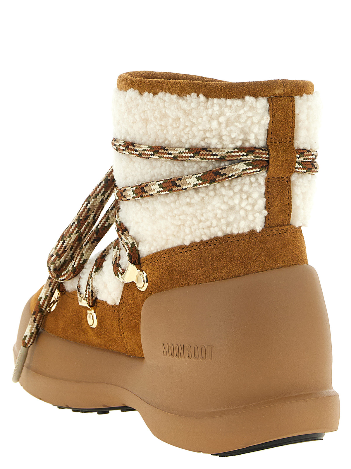 Moon Boot Beige Lamb Fur Flat Boots