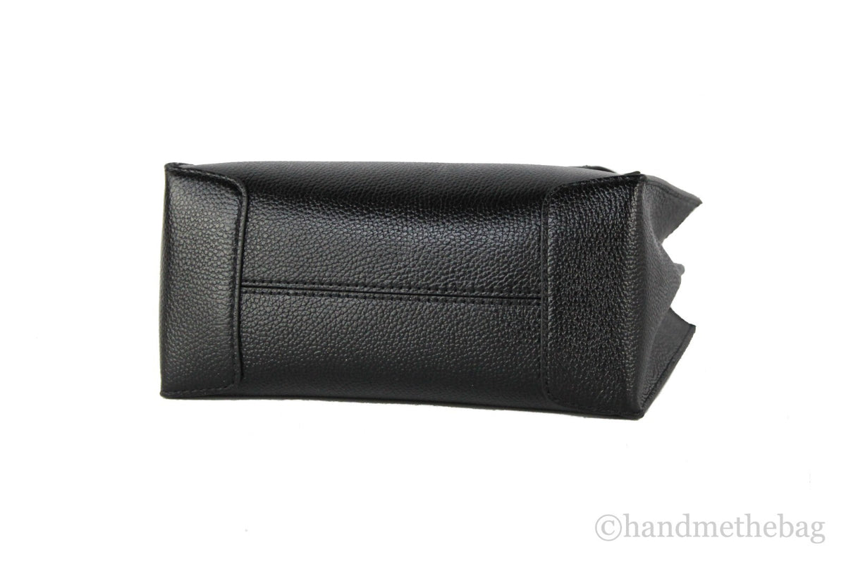Michael Kors Mercer Medium Leather Messenger Crossbody Handbag (Black Solid)
