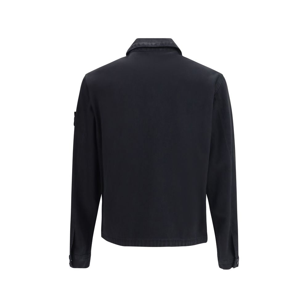 Stone Island Black Cotton Biker Jacket