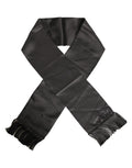 Dolce & Gabbana Black Satin Silk Fringed Lace Stole Scarf