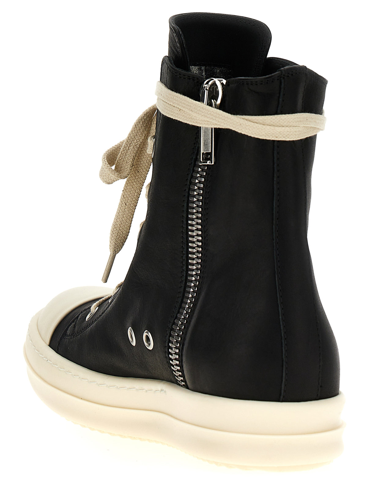 Rick Owens Bicolor Calfskin High Top Sneakers