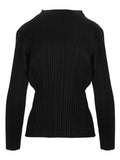 PLEATS PLEASE ISSEY MIYAKE Black Polyester Long Sleeve T-Shirt