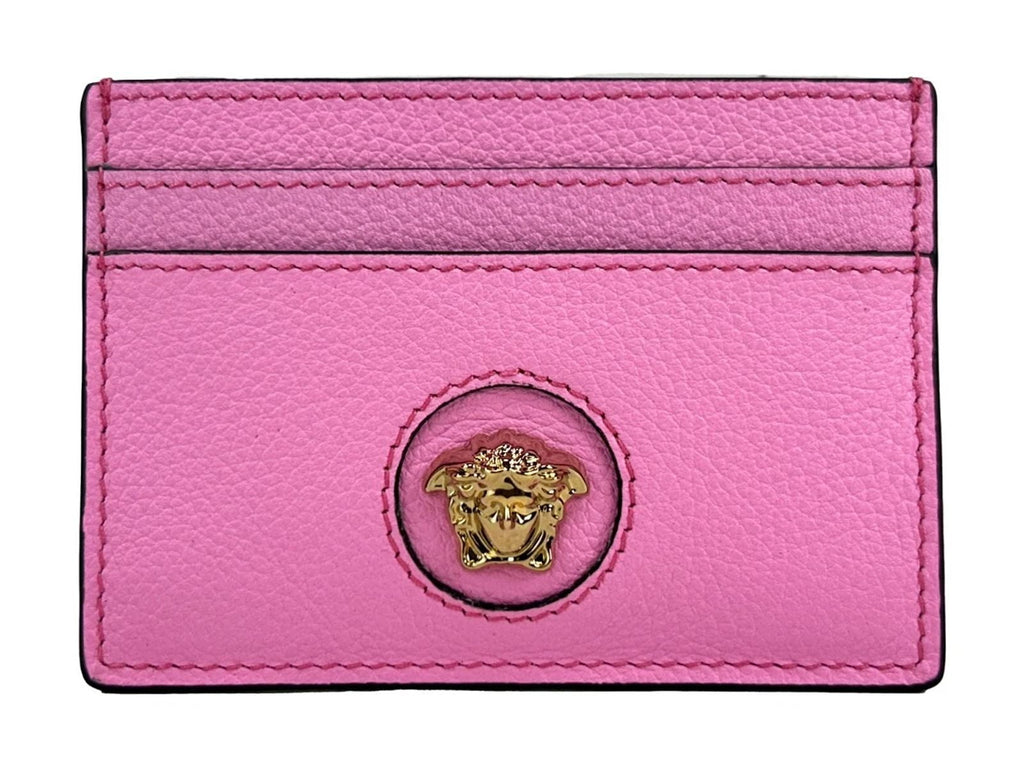 Versace Mini Medusa Pink Grainy Leather Slim Card Case Wallet