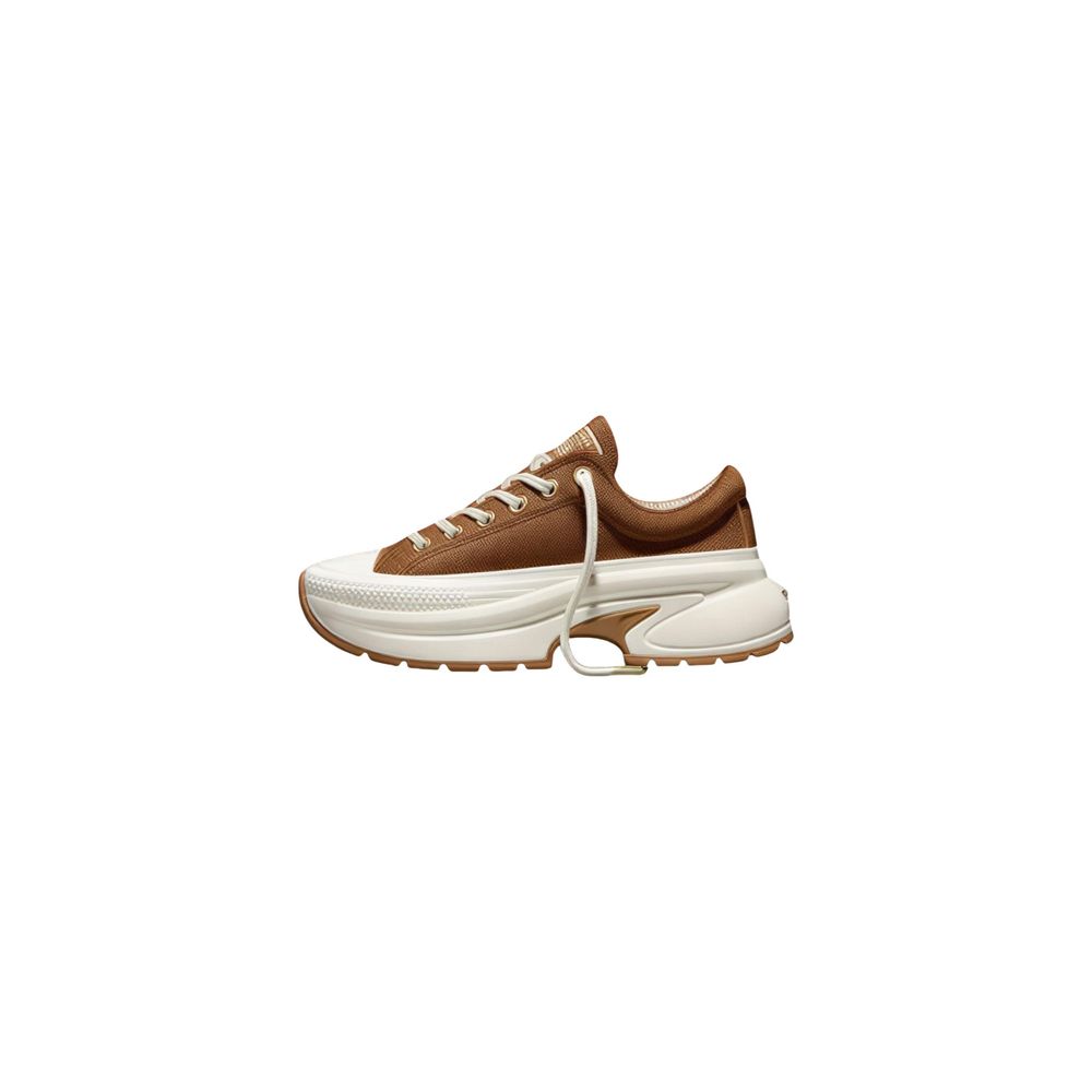 Converse Beige Leather Platform Sneakers