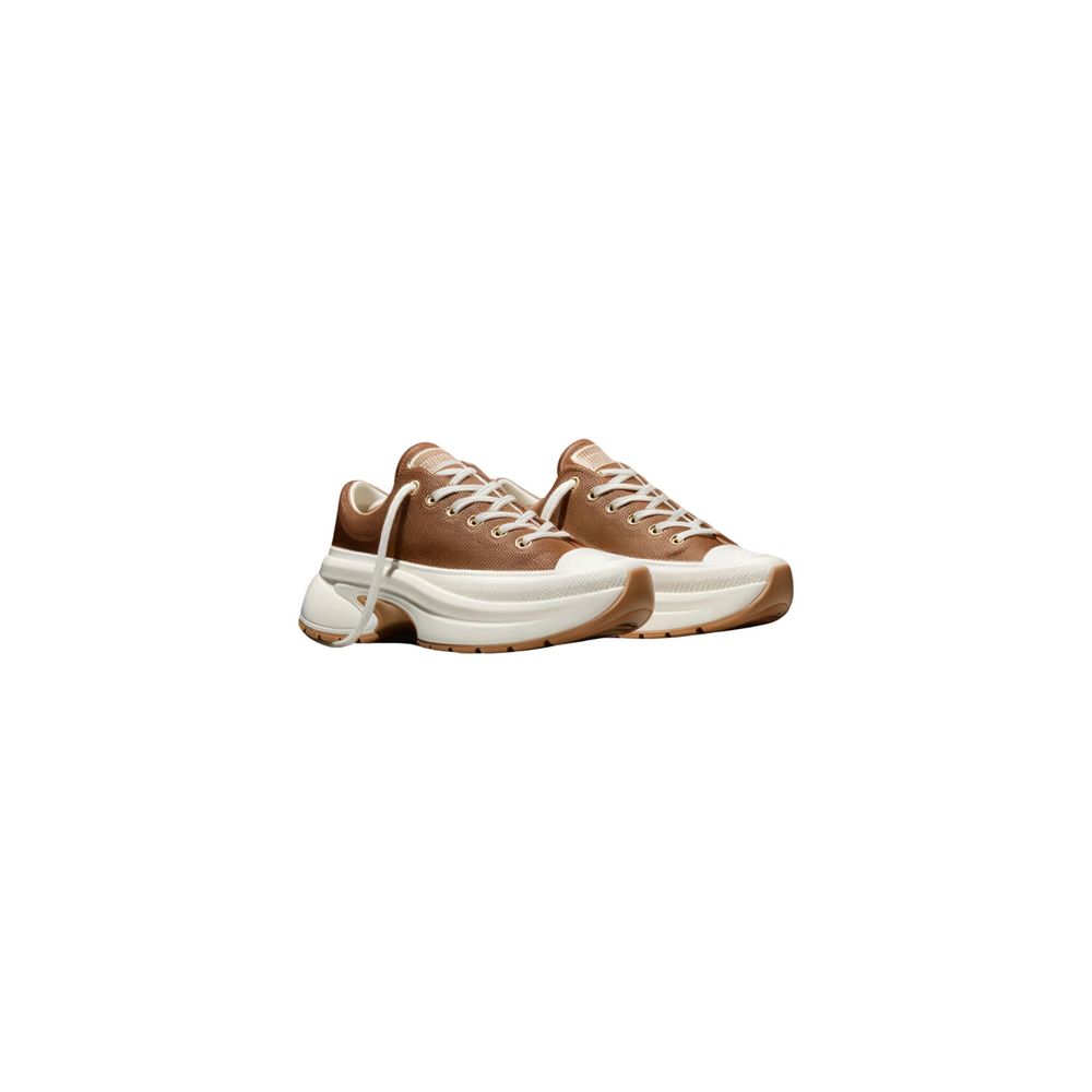 Converse Beige Leather Platform Sneakers