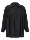PLEATS PLEASE ISSEY MIYAKE Black Polyester Coat