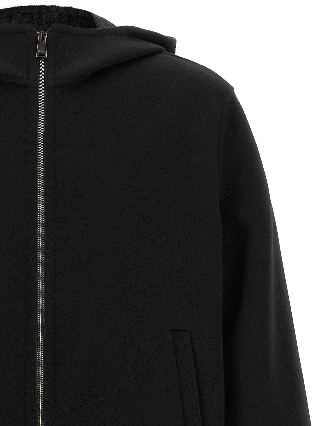 Fendi Black Virgin Wool Full-Length Jacket