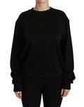 Dolce & Gabbana Suéter elegante de algodón negro con cuello redondo