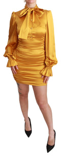 Minivestido ceñido de seda amarillo radiante de Dolce & Gabbana