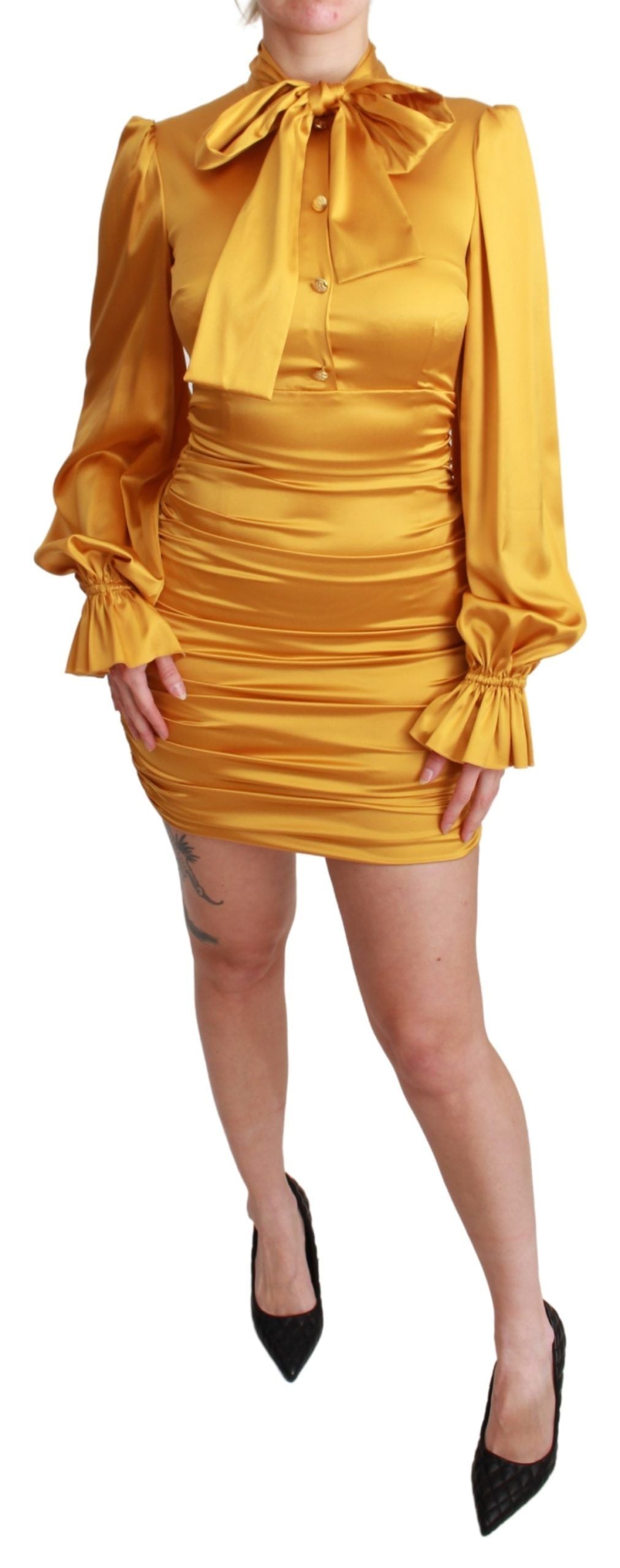Minivestido ceñido de seda amarillo radiante de Dolce & Gabbana