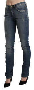Ermanno Scervino Chic Mid Waist Skinny Denim in Blue Washed