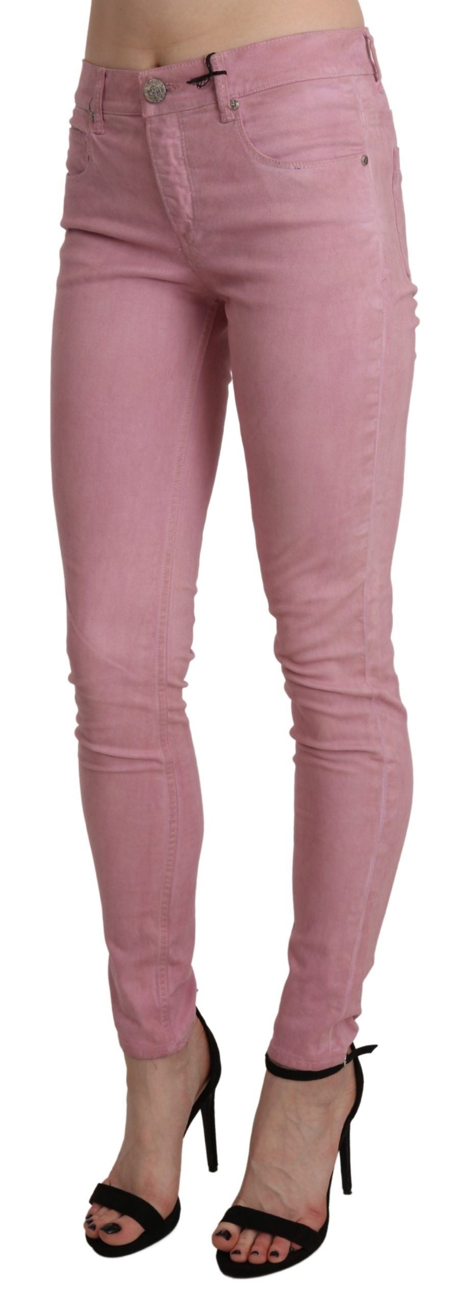 Jeans ajustados de tiro medio Acht Chic en rosa