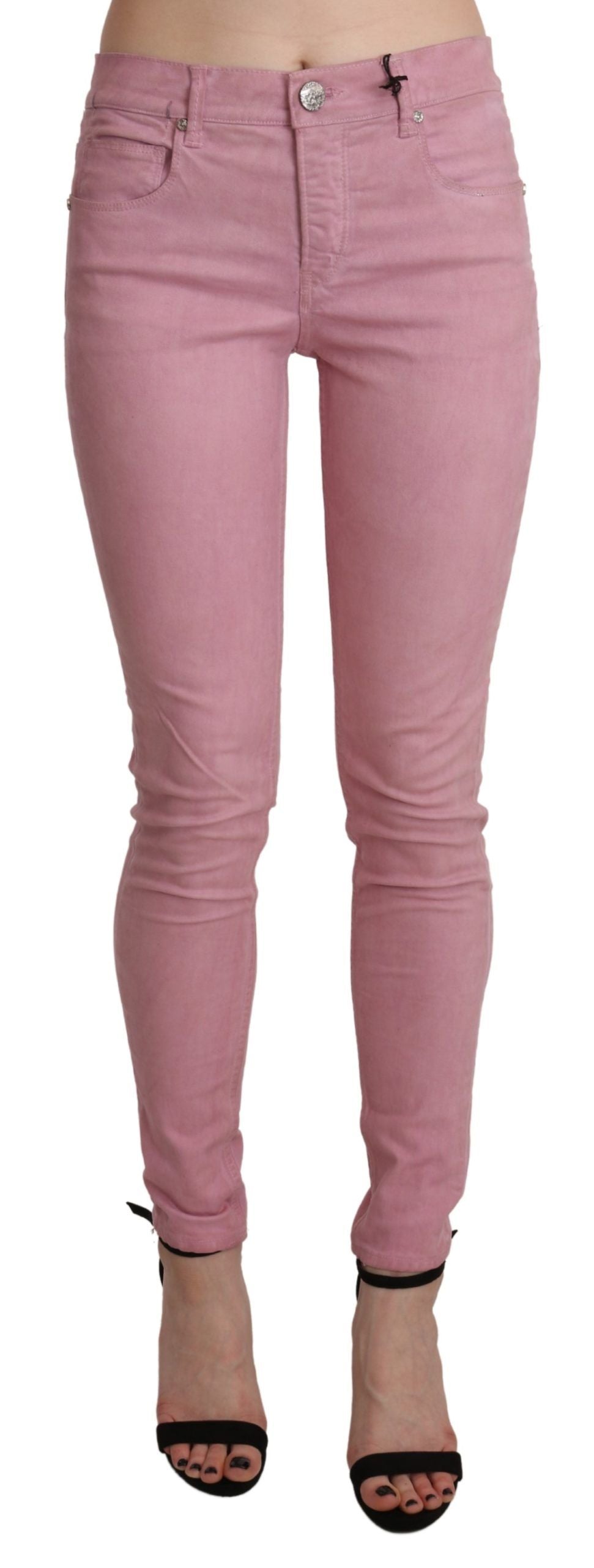 Jeans ajustados de tiro medio Acht Chic en rosa