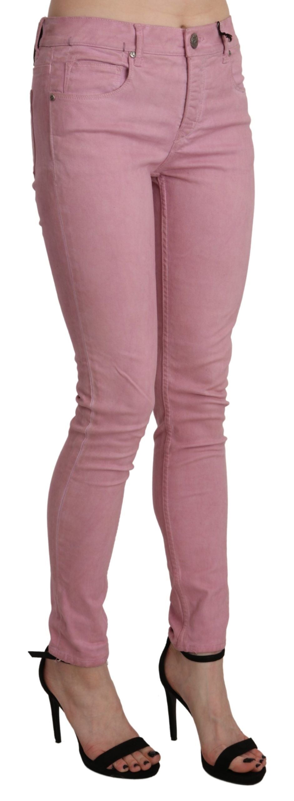 Jeans ajustados de tiro medio Acht Chic en rosa