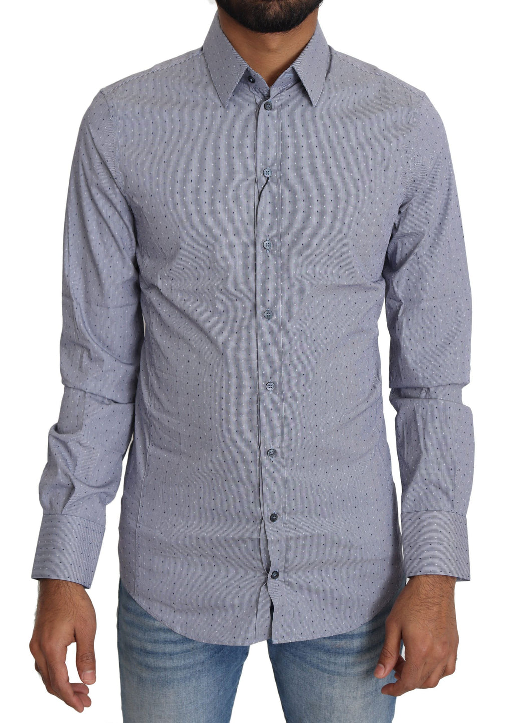 Dolce & Gabbana Sicilia Slim Fit Polka Dot Cotton Blend Shirt