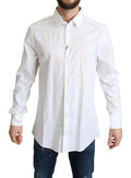 Dolce & Gabbana Elegante Camisa de Vestir Elástica de Algodón Blanco