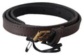 MILA SCHÖN Elegant Brown Leather Fashion Belt with Gold-Tone Buckle