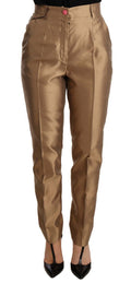 Pantalones cónicos elegantes de seda dorados de Dolce & Gabbana