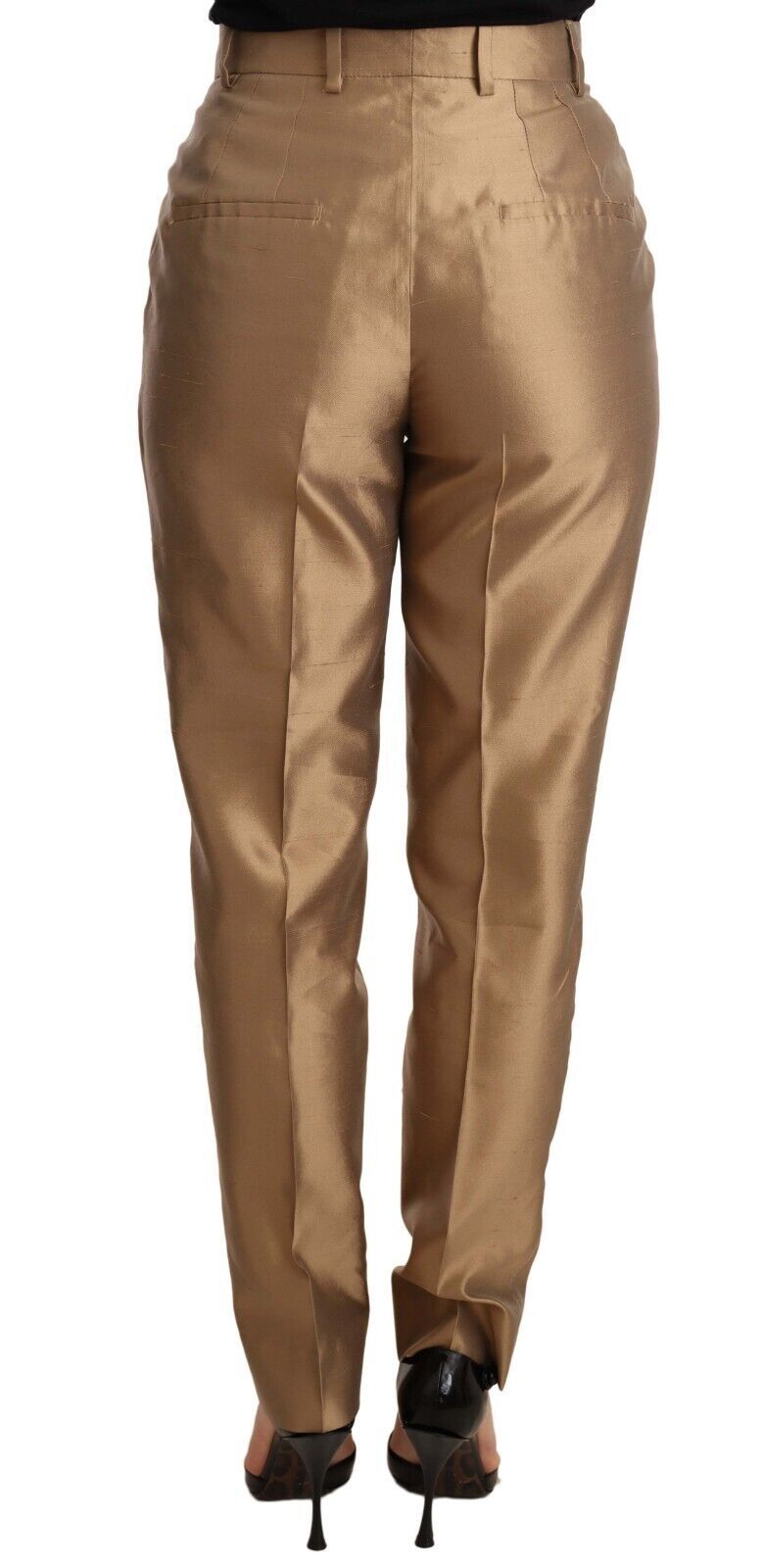 Pantalones cónicos elegantes de seda dorados de Dolce & Gabbana