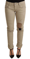 Acht Beige Cotton Slim Fit Chic Jeans