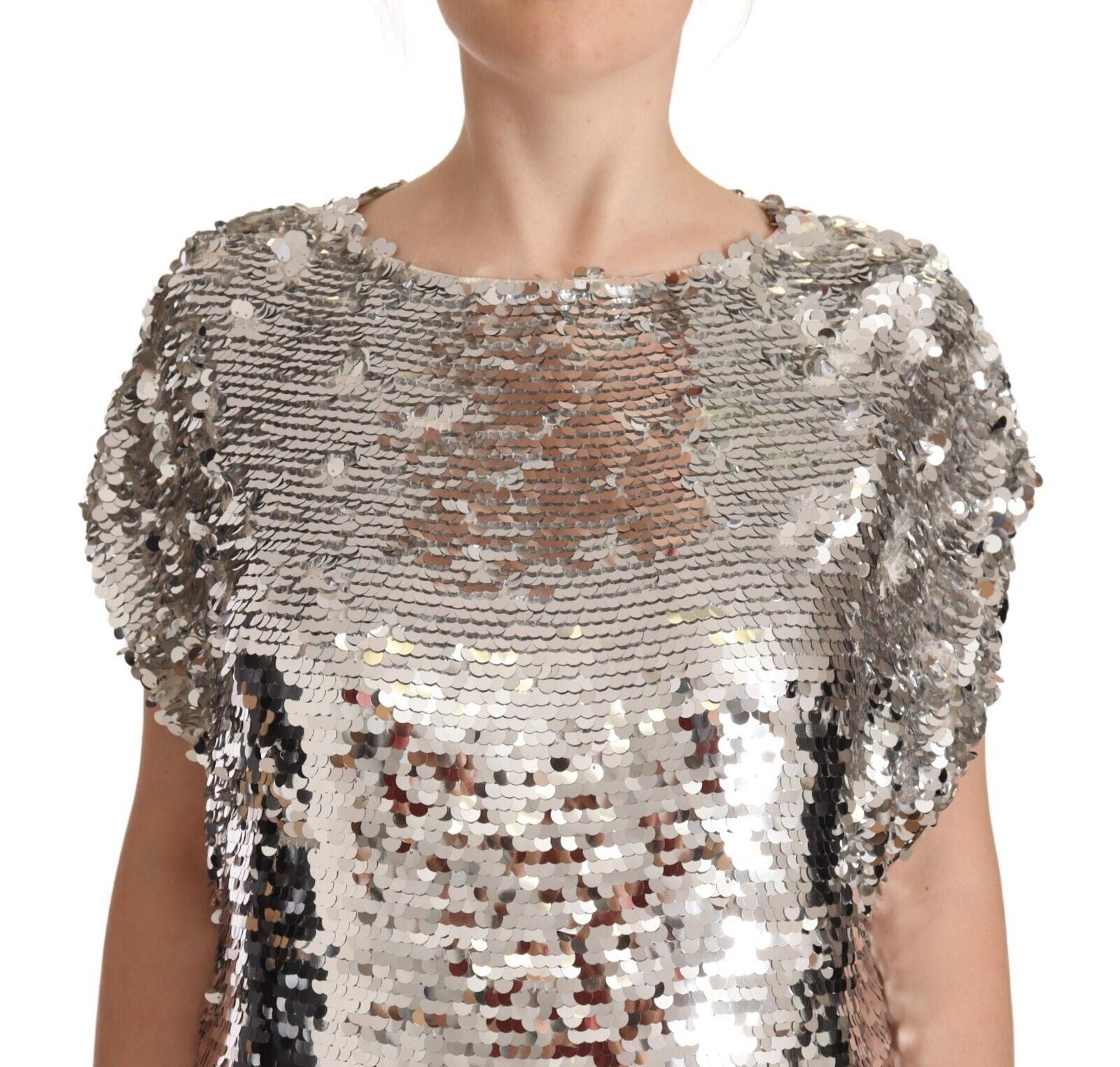 Minivestido Elegante con Lentejuelas y Cuello Barco MSGM
