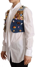 Dolce & Gabbana Multicolor Cropped Vest Top with Button Accents