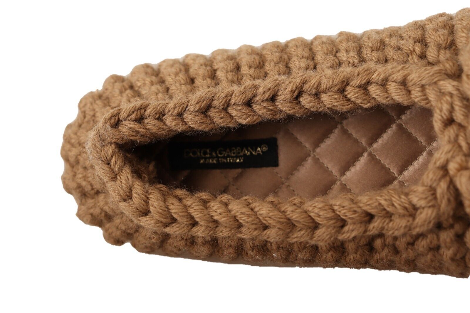 Manoletinas elegantes de lana de punto Dolce & Gabbana en marrón