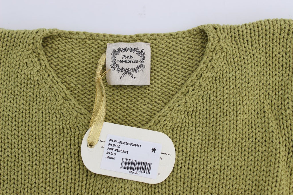 PINK MEMORIES Elegant Green Sleeveless Vest Sweater