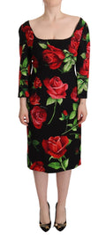 Vestido Tubo de Seda con Estampado Floral Elegante Dolce & Gabbana