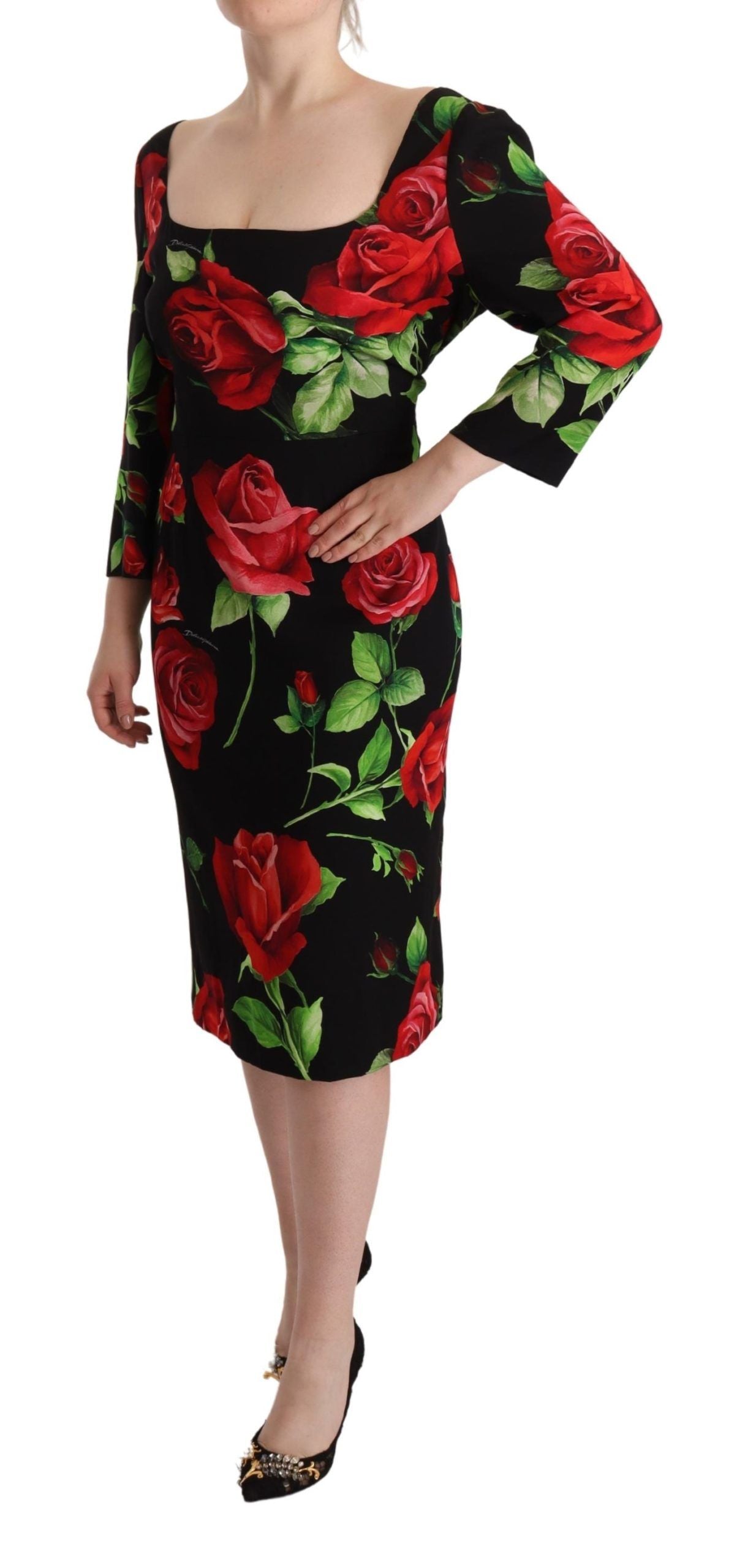 Vestido Tubo de Seda con Estampado Floral Elegante Dolce & Gabbana