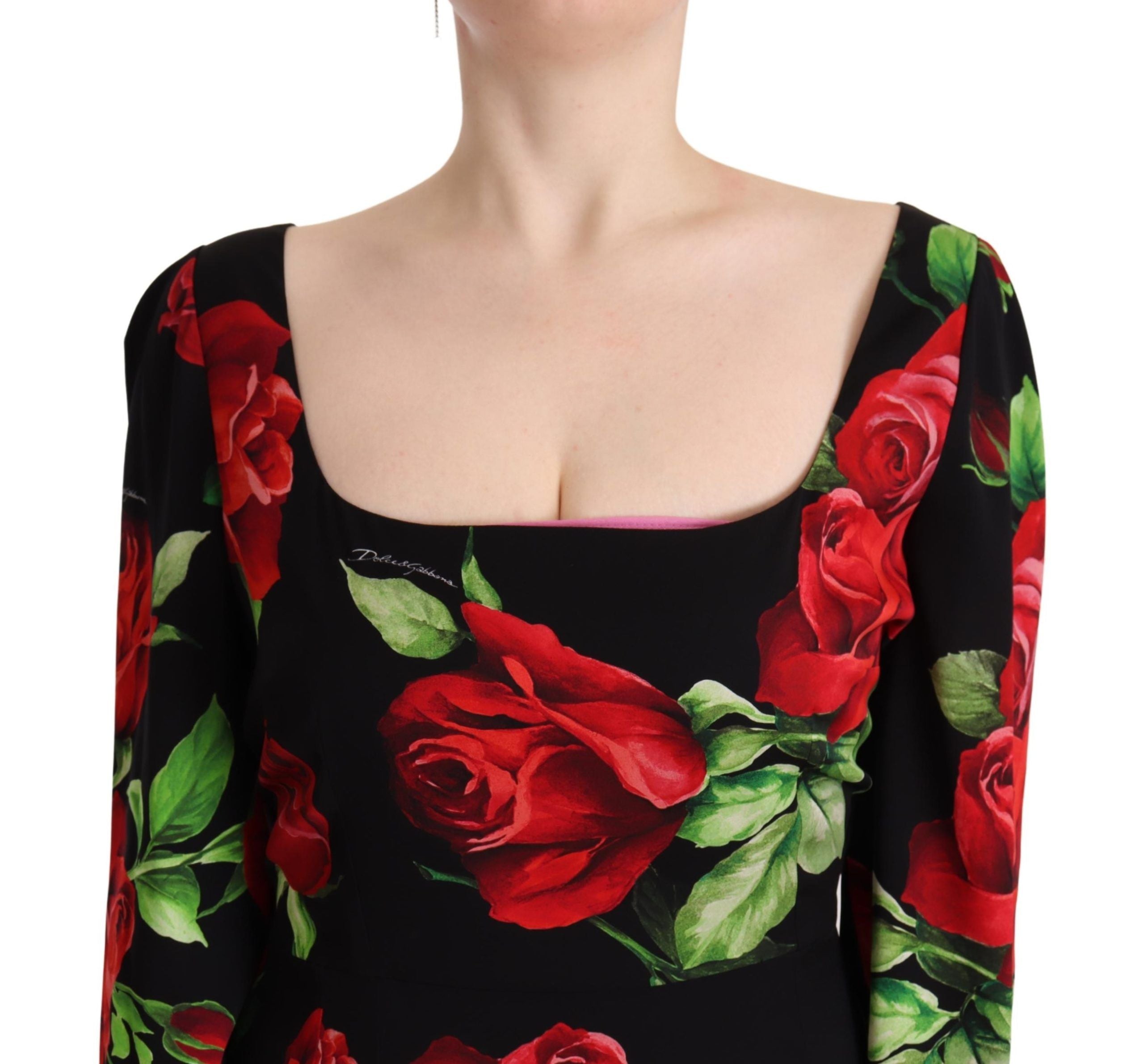 Vestido Tubo de Seda con Estampado Floral Elegante Dolce & Gabbana