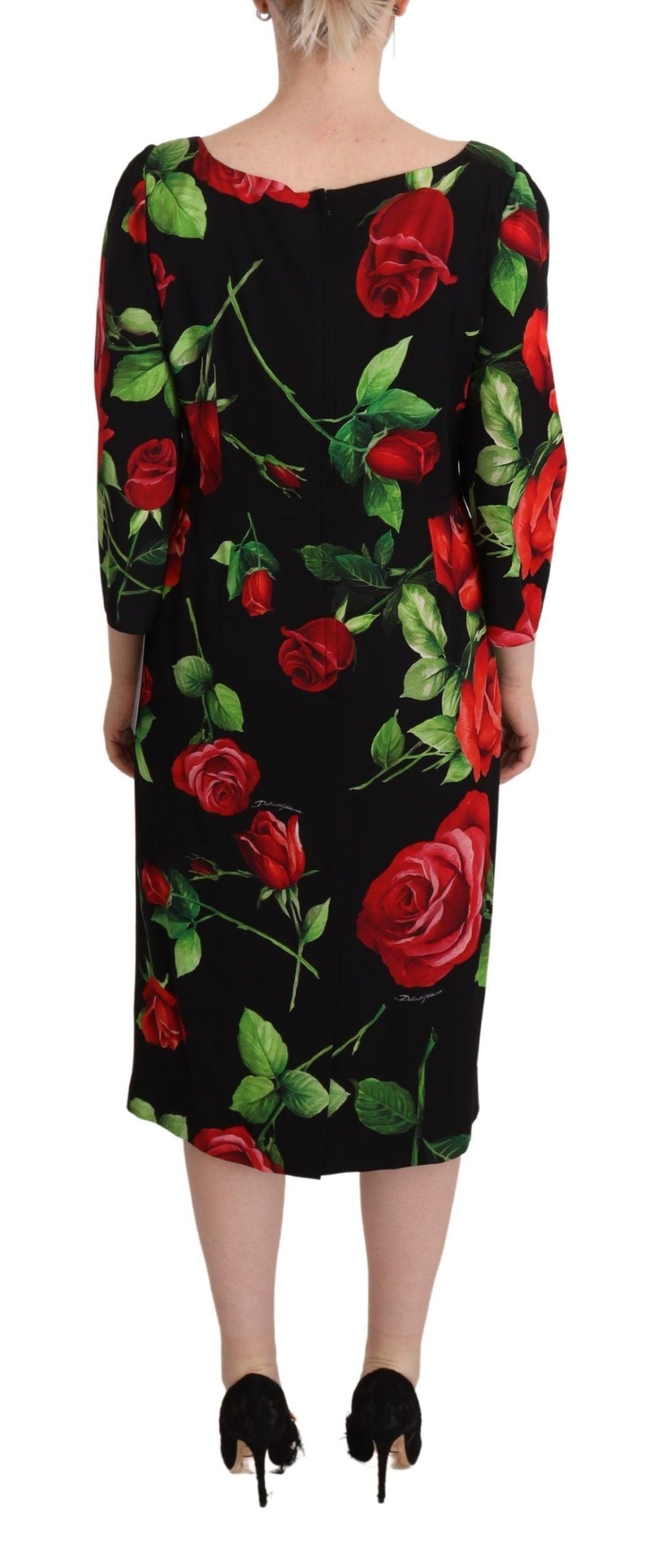 Vestido Tubo de Seda con Estampado Floral Elegante Dolce & Gabbana
