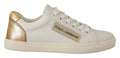 Zapatillas Dolce & Gabbana elegantes de cuero blanco con detalles dorados