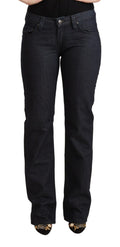 Exte Chic Dark Blue Low Waist Straight Denim